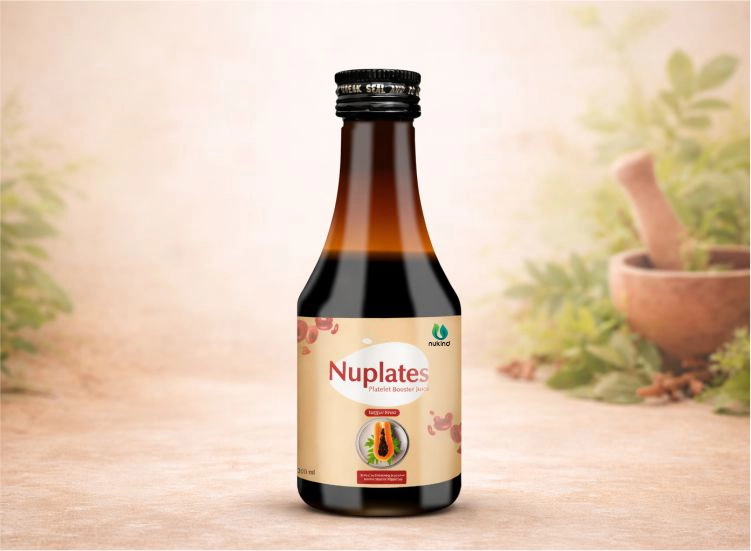 Sugar-free Nuplates herbal juice for digestive and wellness support.