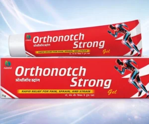 Orthonotch Strong Gel tube and box packaging for fast relief from pain, sprain, and strain