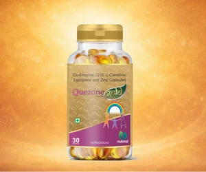 Twin bottles of Quezone Gold nutraceutical capsules designed for antioxidant and nutritional support.