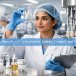 Cosmetic manufacturing explained in simple terms—covering safety testing, formulation science, GMP standards, and how trusted skincare products are made.