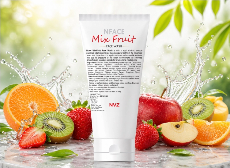 Nface Mix Fruit Face Wash - Multi-Vitamin Gentle Cleanser for Glowing and Hydrated Skin