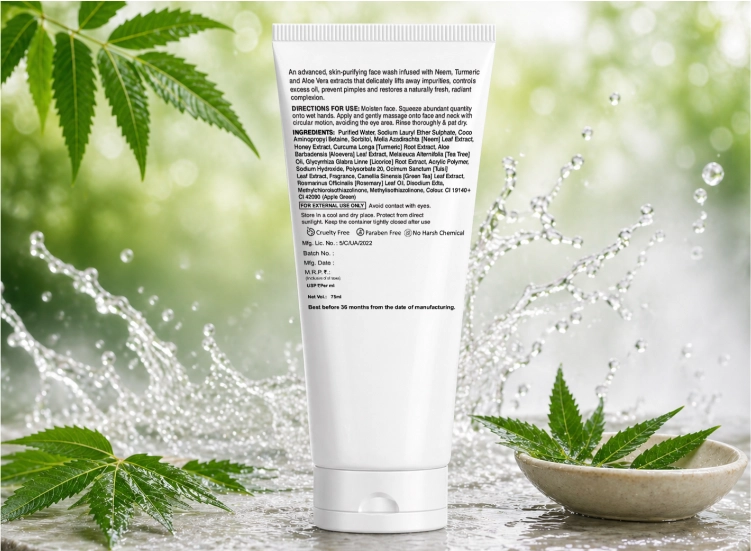 NFace Neem Face Wash - Deep Cleansing & Oil Control Face Cleanser for Pimples and Blemishes