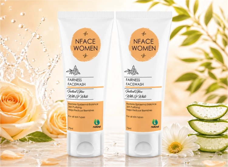 NFace Women Face Wash 75ml with G-White, Saffron & Rose for Skin Glow and Even Tone