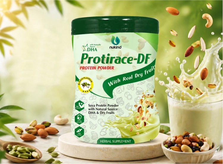Protirace-DF Elaichi Flavour Protein Powder | Enriched with Dry Fruits for Energy & Strength