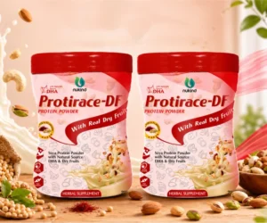Protirace-DF Powder Kesar Pista - Soya Protein Nutritional Supplement with Ayurvedic Herbs & DHA