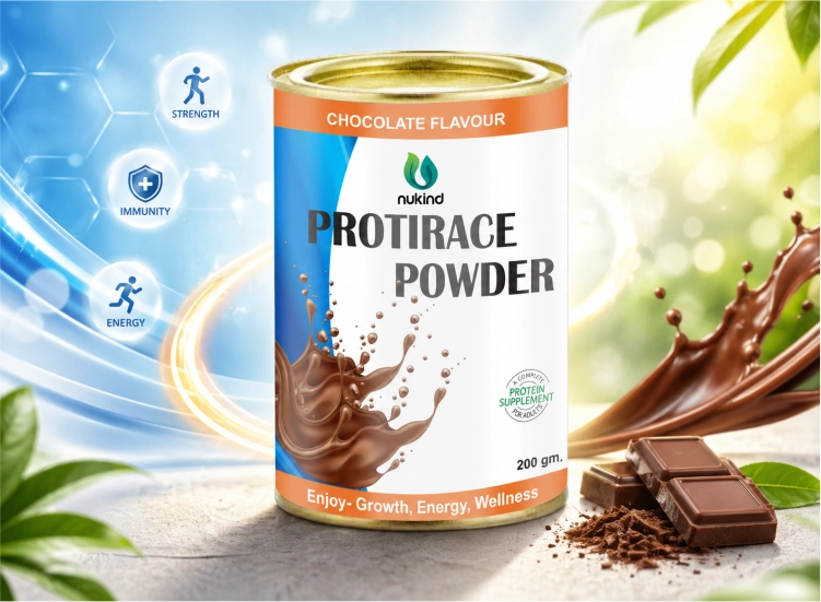 Protirace Chocolate Flavour Protein Powder | Enriched with Amla & Ayurvedic Herbs for Energy & Strength