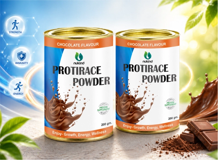 Protirace Powder Chocolate - Protein-Rich Soya Protein Supplement with Ashwagandha, Shilajit & Natural Cocoa