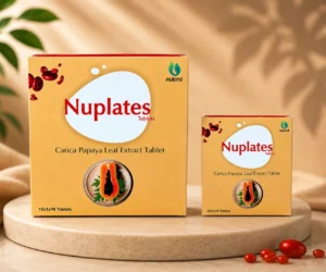 Discover NUPLATES Tablet with Carica Papaya Leaf Extract 1100 mg, formulated to support healthy platelet levels and overall wellness under medical supervision.